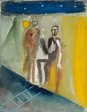 Mimmo Paladino, Amici notturni, 1984, watercolour on laid paper; framed