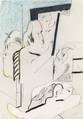 Karl Anton Fleck, Prelog zeichnet Chobot, Nr. 6, 1970, mixed media on paper; unframed