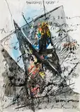 Magischer Kopf! by Hans Staudacher, 1979, mixed media on paper; framed, sold Feb 2019