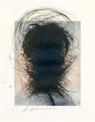 Arnulf Rainer, Untitled, (Head), 1990/91, mixed media on helioengraving; framed