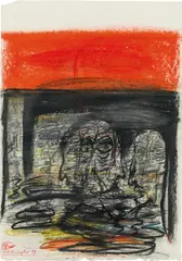Eine Dopplung by Franz Ringel, 1999, mixed media on paper; framed, sold Feb 2019