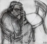 Stylianos Schicho, A self-portrait in the corner (Diptychon), 2005, charcoal on primed canvas; unframed