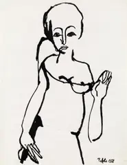 Lotte Profohs, Female nude, 1958, India ink on paper; unframed