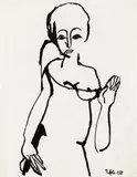 Lotte Profohs, Female nude, 1958, India ink on paper; unframed