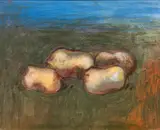 Johanna Kandl, Untitled (from the series "Kartoffelesser"), tempera on canvas; framed