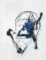 Hannes Mlenek, Blue head, 1994, mixed media on canvas; framed
