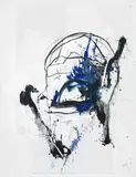 Hannes Mlenek, Blue head, 1994, mixed media on canvas; framed