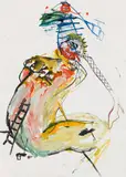 Siegfried Anzinger, Untitled, 1985, mixed media on paper; framed