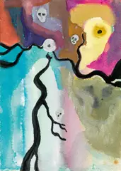 Untitled by Hubert Schmalix, 1984, gouache on paper; unframed, sold Feb 2019