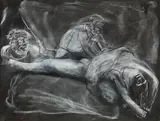 Alfred Hrdlicka, Nachtmahr II, 1983, mixed media on paper; framed