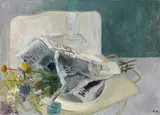 Rudolf Hradil, Bouquet with basin, 1978, oil on canvas