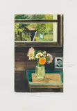 Hans Bischoffshausen, Ferienmalerei im "Häusel, 1965, mixed media on cardboard; framed