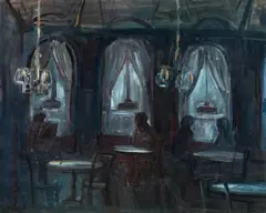 Georg Eisler, Café Sperl, 1978, oil on canvas; framed
