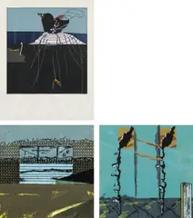 Fritz Steinkellner, mixed lot of three artworks, 1972, print; mixed media on paper; mixed media on paper; all framed
