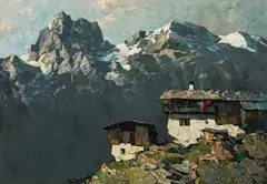 Oskar Mulley, Mountain farmstead, c. 1930, oil on canvas