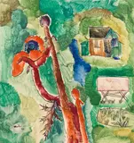 Max Weiler, Summer house, 1953, egg tempera on paper on canvas