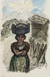 Alfred Kubin, Sennerin - Loferer Alpen, 1921, india ink, watercolour on paper