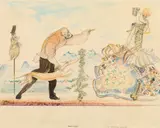 Fritz von Herzmanovsky-Orlando, Die feindlichen Nachbarn, 1919, coloured pencil on paper