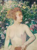 Sigmund Walter Hampel, In the garden, c. 1905, oil on cardboard