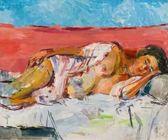Felix Esterl, Small lying nude (the artist's wife), 1929, oil on canvas