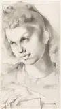 Tamara de Lempicka, Study for "Jeune fille dessinant, 1937, pencil on paper