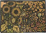 Franz von Zülow, Flower-wallpaper (sunflowers, roses and a gazing ball)