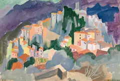 Eduard Bäumer, Olevano, 1924, tempera on paper