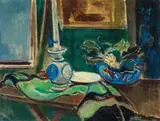 Joseph Floch, Interior with flowers in a bowl, 1956, oil on canvas