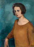 Joseph Floch, Woman in front of a blue background, 1924/25, oil on canvas