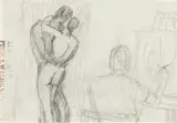 Alfons Walde, Lovers at the canvas stand recto, lovers verso, pencil on paper
