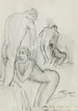 Alfons Walde, Erotic scene (recto and verso), pencil on paper