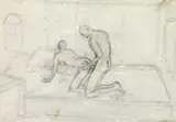 Alfons Walde, Lovers at the studio, pencil on paper