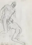 Alfons Walde, Lovers (recto and verso), pencil on paper