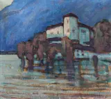 Artur Nikodem, Castle Toblino near Trient, 1923, oil and tempera on canvas on cardboard