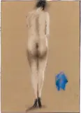 Alfons Walde, Nude from behind with black shoes, c. 1920, mixed media on paper