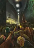 Albert Birkle, Nächtliche Leipziger Straße, Berlin, 1926, pastel on cardboard