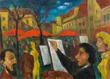 Albert Birkle, The portraitist in Montmartre, oil on canvas