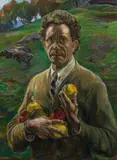 Arthur Brusenbauch, Self portrait with apples, c. 1920, oil on canvas