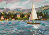 Wilhelm Kaufmann, Boat trip on the Wörthersee, 1960, oil on plate