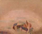 Colline dalmate (Dalmatian hills) by Zoran Mušič, 1966, oil on canvas, sold Nov 2018