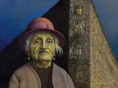 Rudolf Hausner, My mother, 1989, mixed media on panel; framed