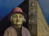 Rudolf Hausner, My mother, 1989, mixed media on panel; framed