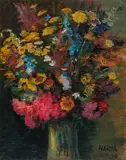 Felix Albrecht Harta, Flower still life, 1934, oil on canvas
