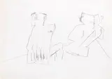 Maria Lassnig, 2 figures; a Cow on the reverse, pencil on paper; unframed