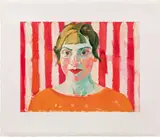 Xenia Hausner, Rot Weiß Rot, lithograph, colored by hand; framed