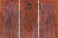 Hermann Nitsch, Entombment, Triptychon, 2006, mixed media, printed, on paper; unframed