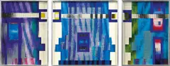 Marc Adrian, The Gate (Triptychon), 1975, mixed media on canvas, Edelit-glass; framed