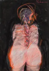 Adolf Frohner, Die Kehrtwendige, gouache on paper on canvas; framed