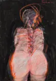 Adolf Frohner, Die Kehrtwendige, gouache on paper on canvas; framed