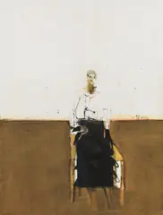 Sitzende by Giselbert Hoke, 1990, mixed media on paper; framed, sold Dec 2018